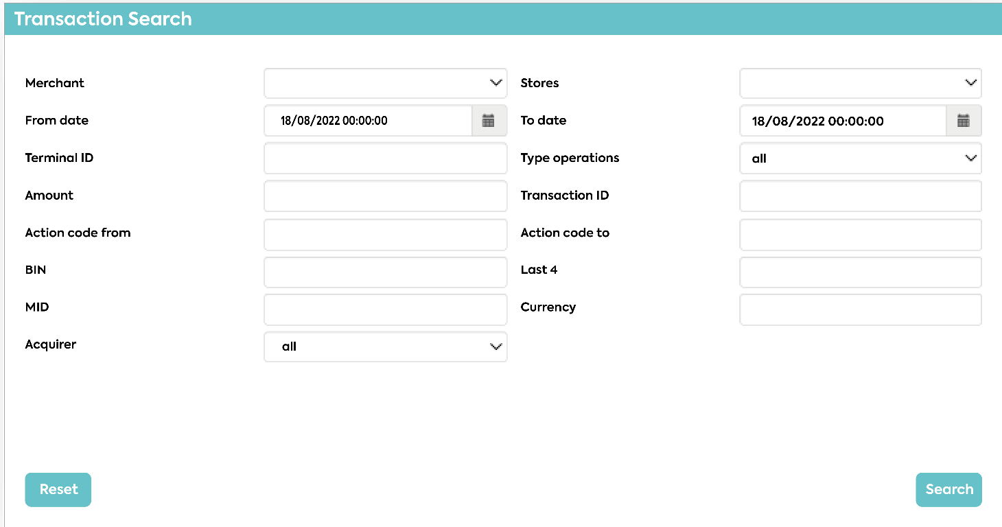 Real-Time Transaction Search Functionality