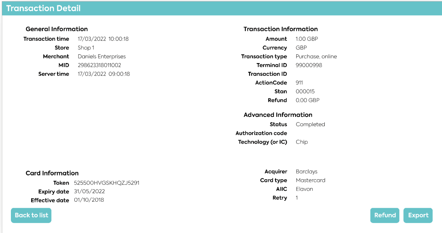 Detailed Transaction Overview